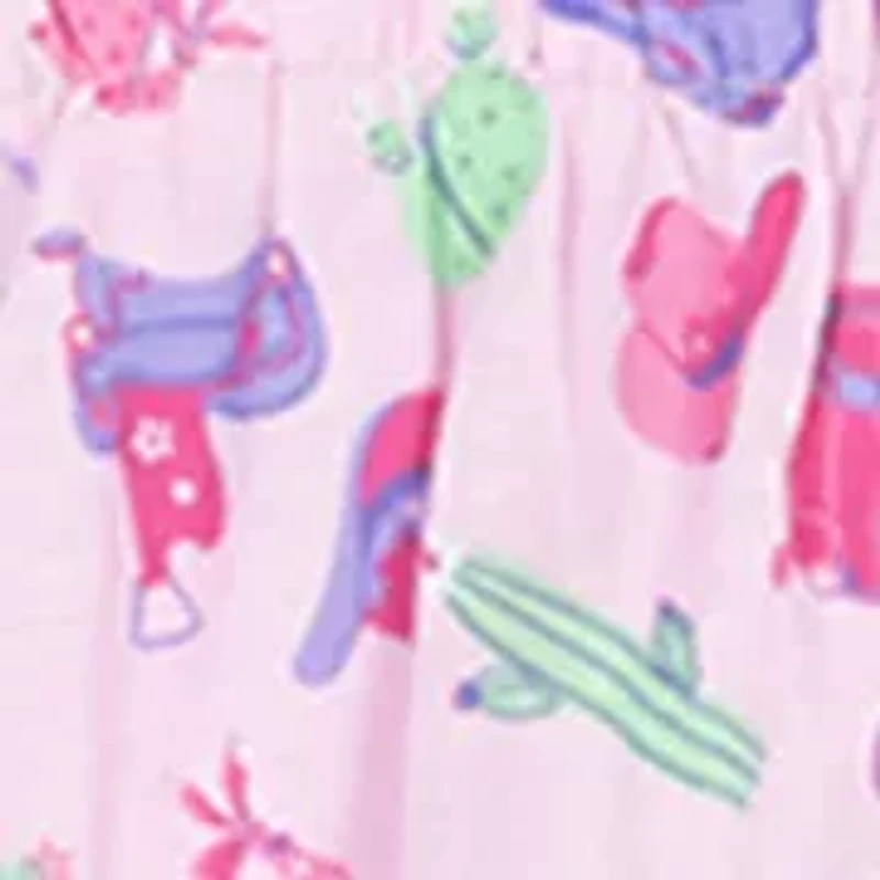 Toddler Girls Cowboy Print Shirts and Shorts Set