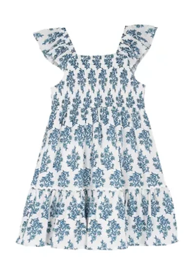 Toddler Girls Smocked Print Dress