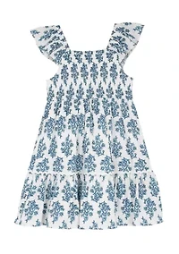Toddler Girls Smocked Print Dress