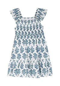 Toddler Girls Smocked Print Dress