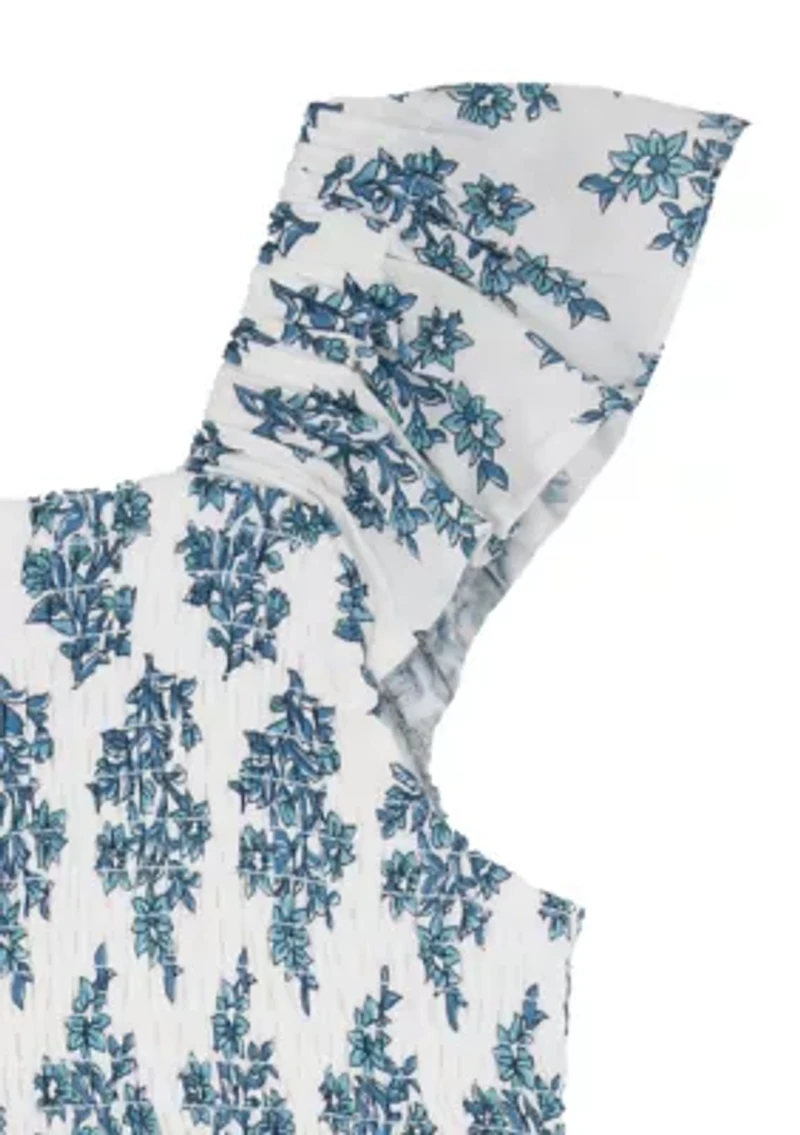 Toddler Girls Smocked Print Dress