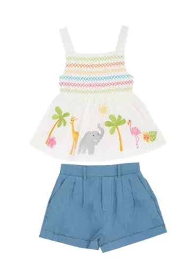 Toddler Girls Animal Print Top and Shorts Set