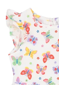 Toddler Girls Butterfly and Check Print Dress Set