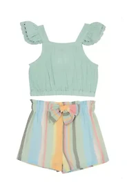 Baby Girls Gauze Flutter Top and Shorts Set