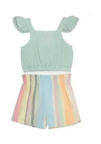 Baby Girls Gauze Flutter Top and Shorts Set