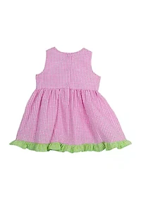 Baby Girls Sleeveless Seersucker Butterfly Appliqué Dress