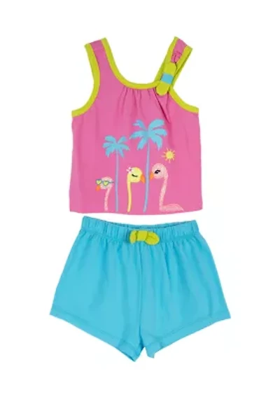 Baby Girls Flamingo Graphic Top and Shorts Set