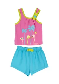 Baby Girls Flamingo Graphic Top and Shorts Set