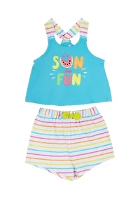 Baby Girls Sun Fun Appliqué Top and Shorts Set