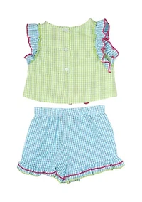 Baby Girls Beach Appliqué Seersucker Top and Shorts Set