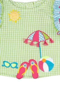 Baby Girls Beach Appliqué Seersucker Top and Shorts Set