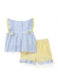 Baby Girls Pineapple Seersucker Shorts Set