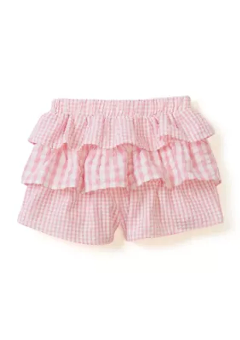 Baby Girls Knit Top with Seersucker Shorts Set