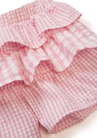 Baby Girls Knit Top with Seersucker Shorts Set