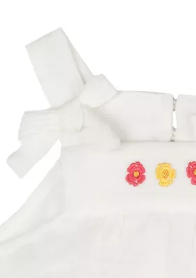 Baby Girls Embroidered Top with Linen Shorts
