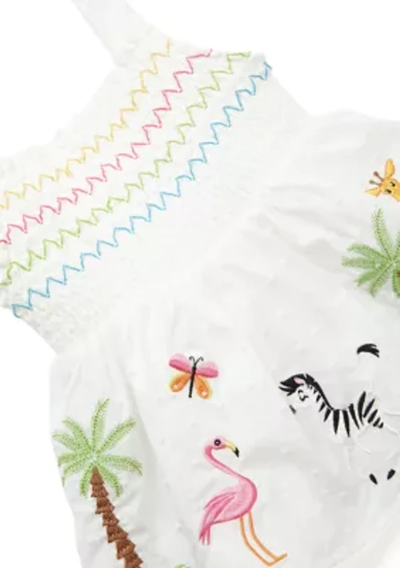Baby Girls Tropical Embroidered Top and Shorts Set
