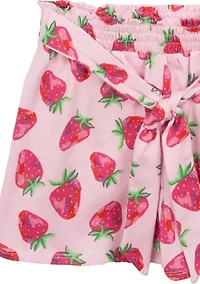 Baby Girls Graphic T-Shirt and Strawberry Printed Shorts Set