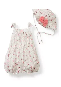 Baby Girls Pintuck Bubble Dress with Hat