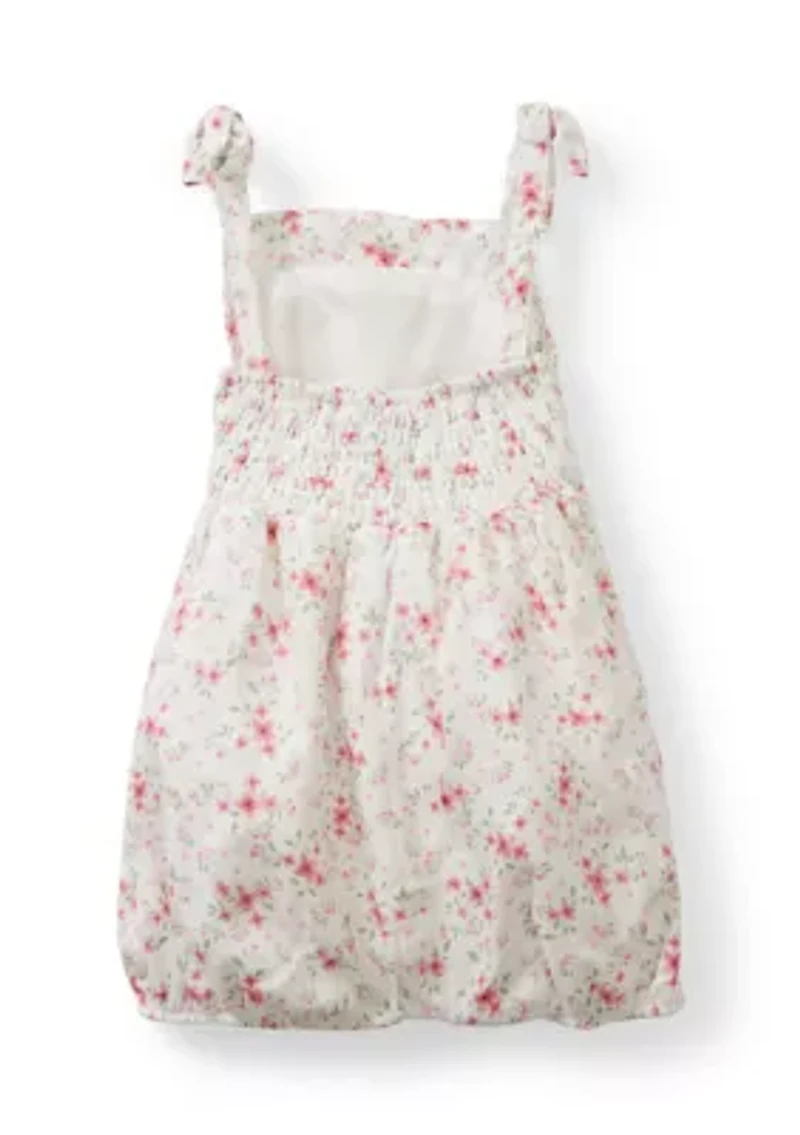 Baby Girls Pintuck Bubble Dress with Hat