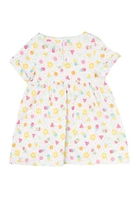 Baby Girls Printed Knit Dress with Bloomer and Headband