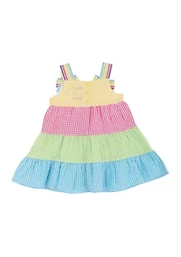 Baby Girls Butterfly Tiered Seersucker Dress