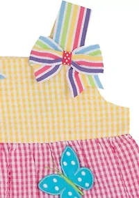 Baby Girls Butterfly Tiered Seersucker Dress