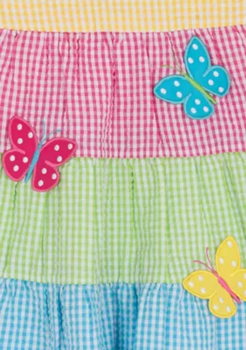 Baby Girls Butterfly Tiered Seersucker Dress