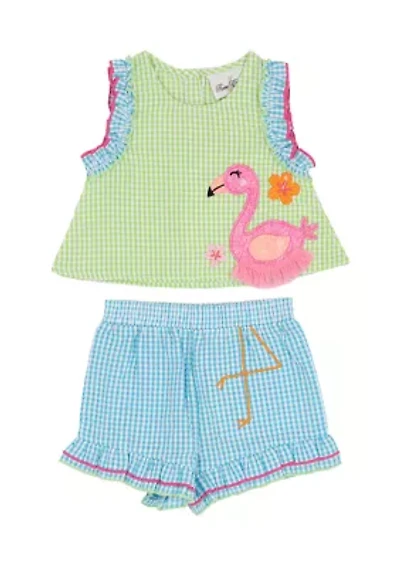 Baby Girls Flamingo Seer Shorts Set