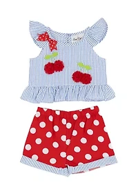 Baby Girls Cherry Seer Shorts Set