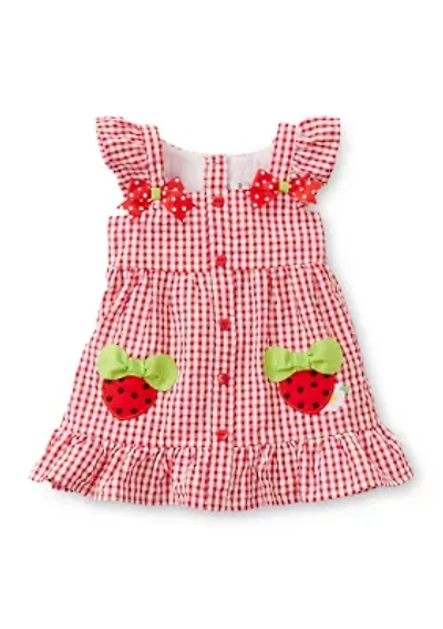 Baby Girls Sleeveless Strawberry Seersucker Dress