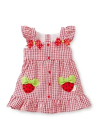 Baby Girls Sleeveless Strawberry Seersucker Dress