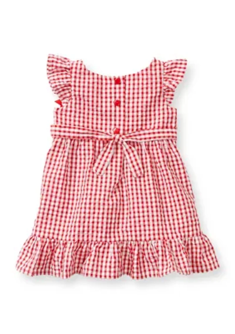 Baby Girls Sleeveless Strawberry Seersucker Dress