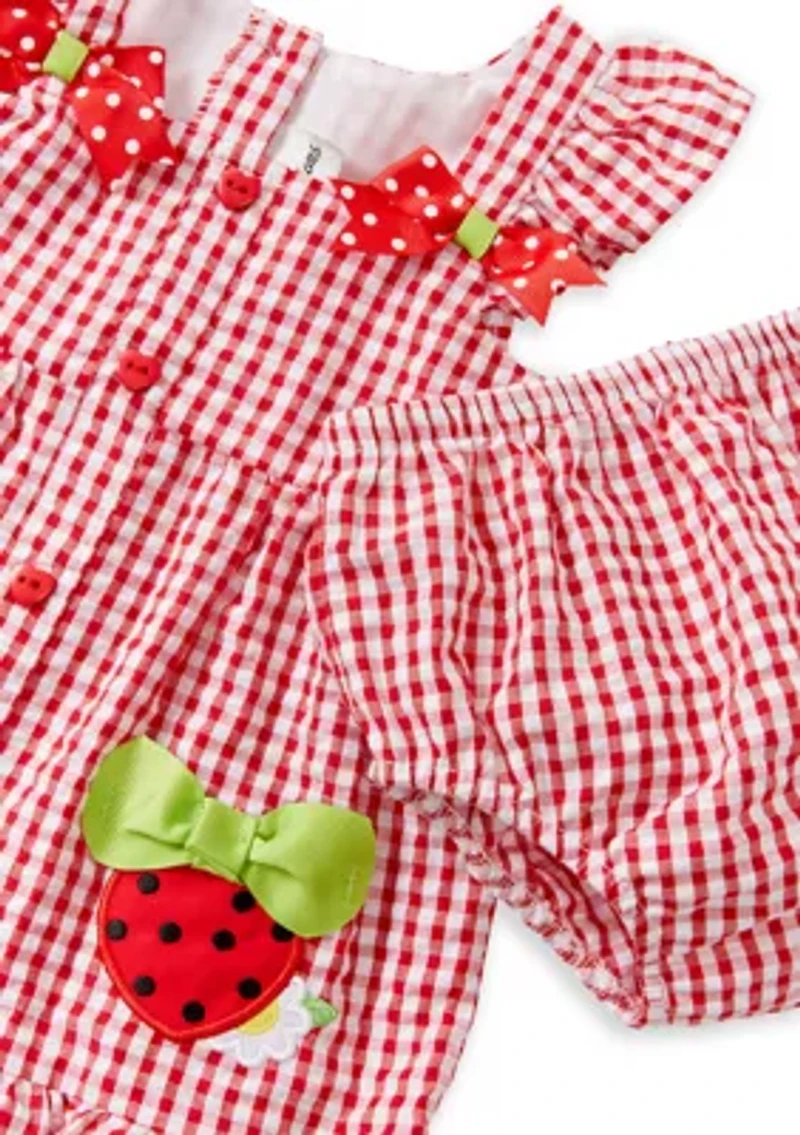 Baby Girls Sleeveless Strawberry Seersucker Dress