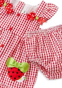 Baby Girls Sleeveless Strawberry Seersucker Dress