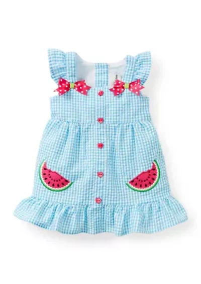Baby Girls Sleeveless Watermelon Seersucker Dress