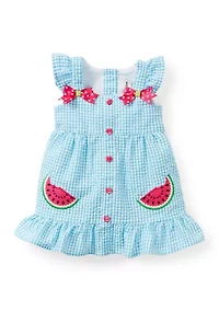 Baby Girls Sleeveless Watermelon Seersucker Dress