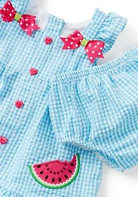 Baby Girls Sleeveless Watermelon Seersucker Dress