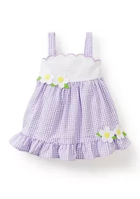Baby Girls Sleeveless Scalloped Seersucker Dress