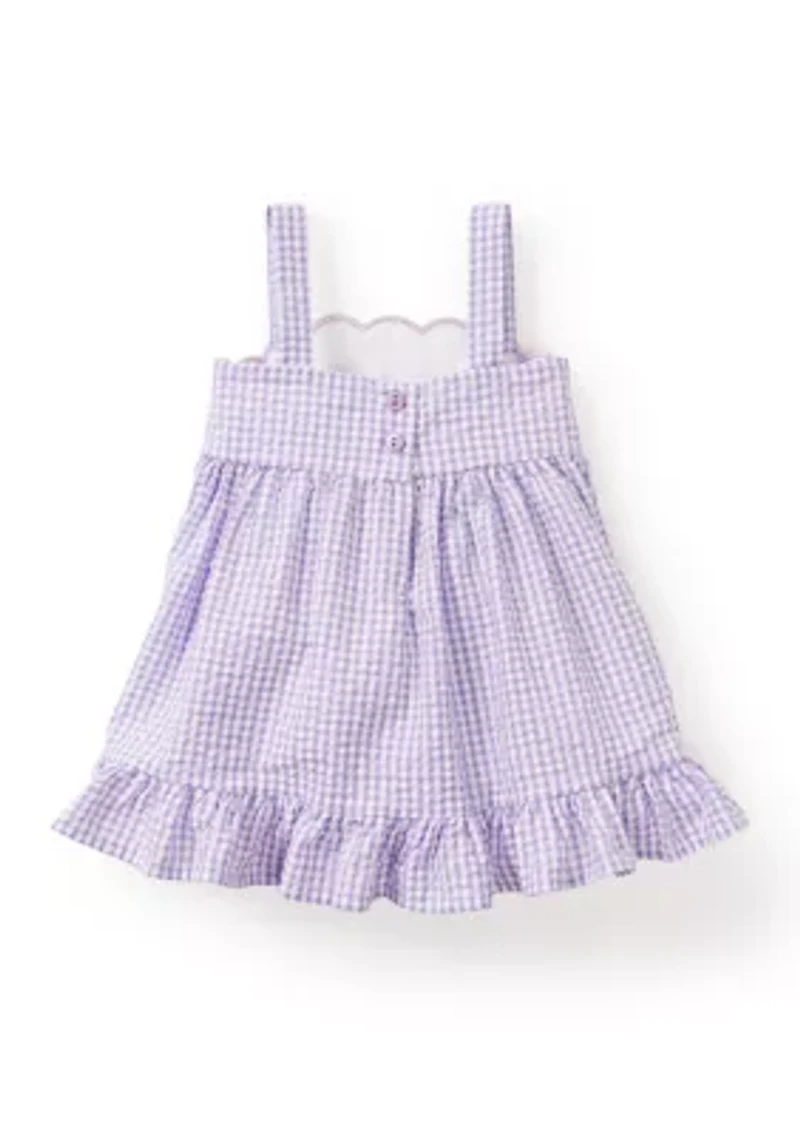 Baby Girls Sleeveless Scalloped Seersucker Dress