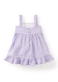Baby Girls Sleeveless Scalloped Seersucker Dress