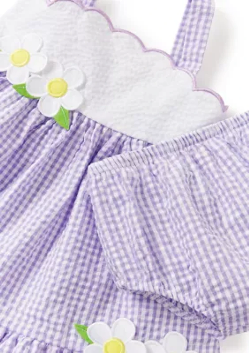 Baby Girls Sleeveless Scalloped Seersucker Dress