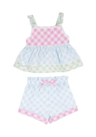Baby Girls Gingham Tank and Shorts Set