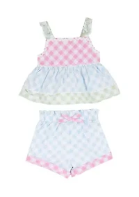 Baby Girls Gingham Tank and Shorts Set