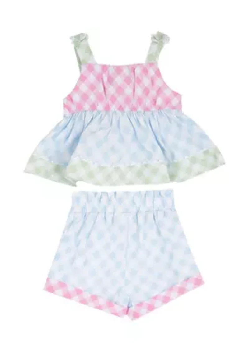 Baby Girls Gingham Tank and Shorts Set