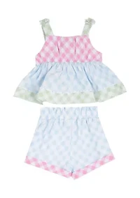Baby Girls Gingham Tank and Shorts Set