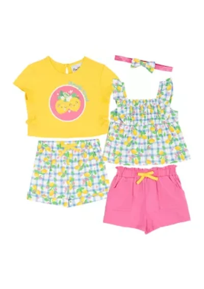 Baby Girls Lemon Print Shirts and Shorts Set