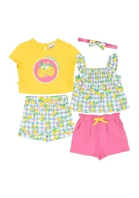 Baby Girls Lemon Print Shirts and Shorts Set