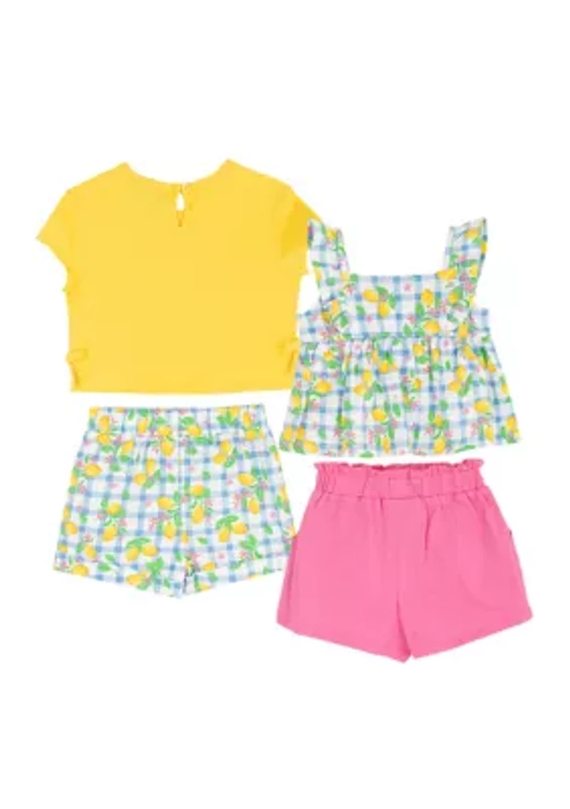 Baby Girls Lemon Print Shirts and Shorts Set