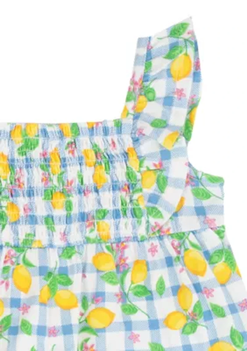Baby Girls Lemon Print Shirts and Shorts Set
