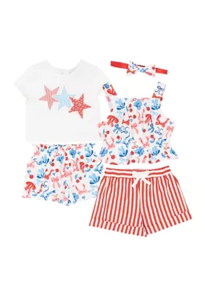 Baby Girls Americana Shirts and Shorts Set